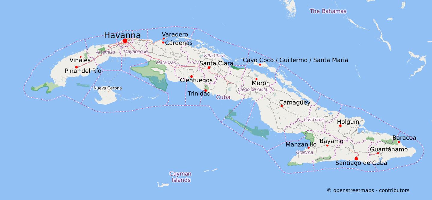 Kuba Karte und Sehenswürdigkeiten - Kuba Reisen